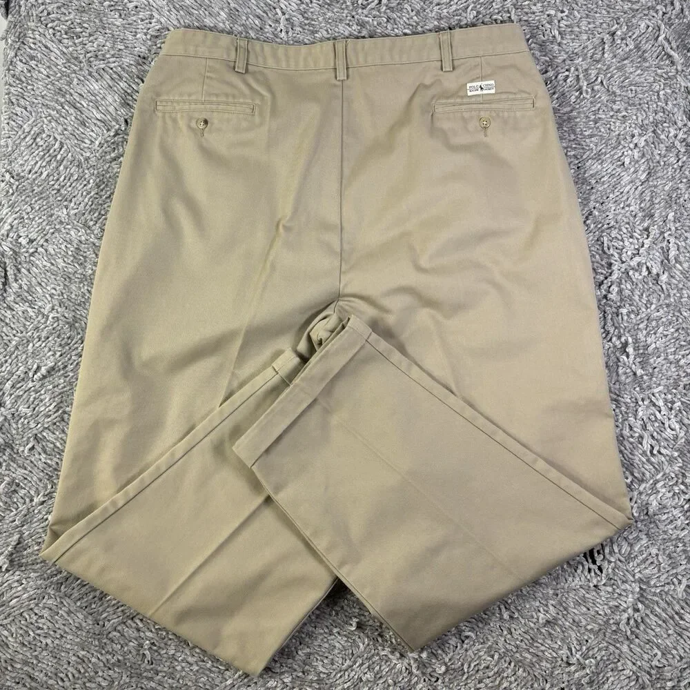 Polo Ralph Lauren Andrew Pants Mens 40/32 Beige Pleated Preppy Vintage Business
